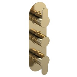 Arvan Triple Thermostatic Valve With Diverter - Brushed Brass