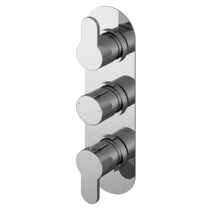 Arvan Triple Thermostatic Valve With Diverter - Chrome Arvan Triple Thermostatic Valve With Diverter - Chrome