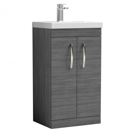 Athena 500mm Freestanding Vanity With Thin-Edge Basin - Anthracite Woodgrain