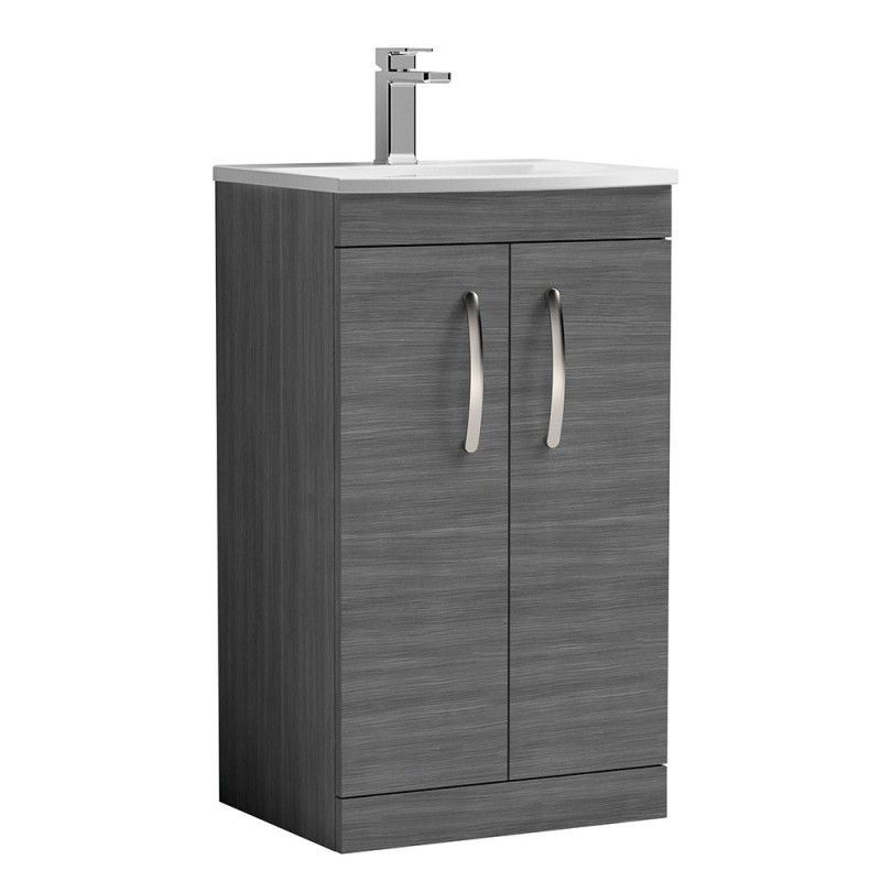 Athena 500mm Freestanding Vanity With Curved Basin - Anthracite Woodgrain Athena 500mm Freestanding Vanity With Curved Basin - Anthracite Woodgrain