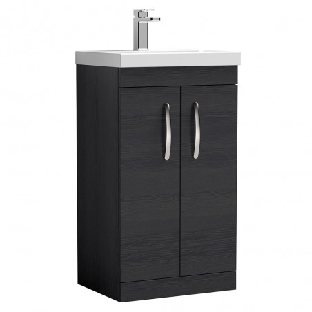 Athena 500mm Freestanding Vanity With Thin-Edge Basin - Charcoal Black Woodgrain