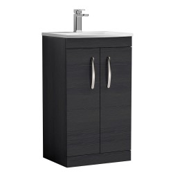 Athena 500mm Freestanding Vanity With Curved Basin - Charcoal Black Woodgrain