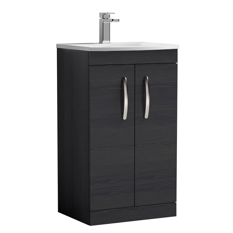 Athena 500mm Freestanding Vanity With Curved Basin - Charcoal Black Woodgrain Athena 500mm Freestanding Vanity With Curved Basin - Charcoal Black Woodgrain