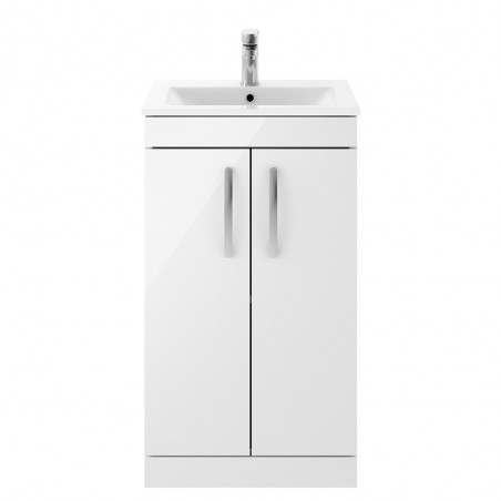 Athena 500mm Freestanding Cabinet & Minimalist Basin 2 Doors - Gloss White