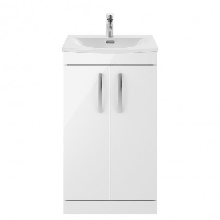 Athena 500mm Freestanding Vanity With Curved Basin - Gloss White