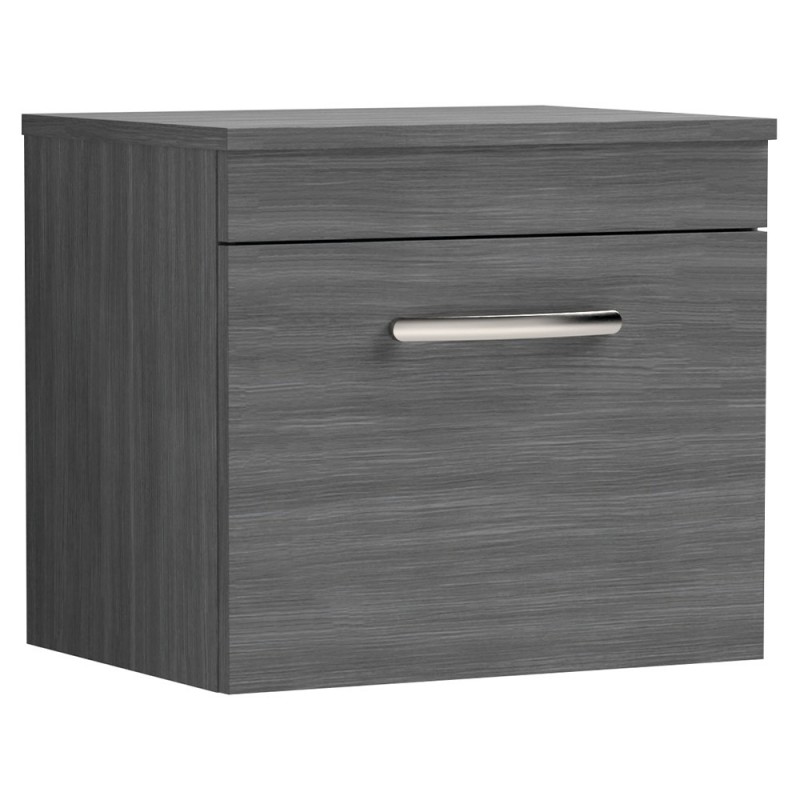 Athena 500mm Wall Hung Cabinet & Worktop - Anthracite Woodgrain Athena 500mm Wall Hung Cabinet & Worktop - Anthracite Woodgrain