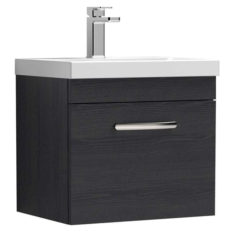 Athena 500mm Wall Hung Vanity & Thin-Edge Basin - Charcoal Black Woodgrain Athena 500mm Wall Hung Vanity & Thin-Edge Basin - Charcoal Black Woodgrain