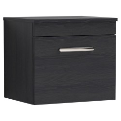 Athena 500mm Wall Hung Cabinet & Worktop - Charcoal Black Woodgrain