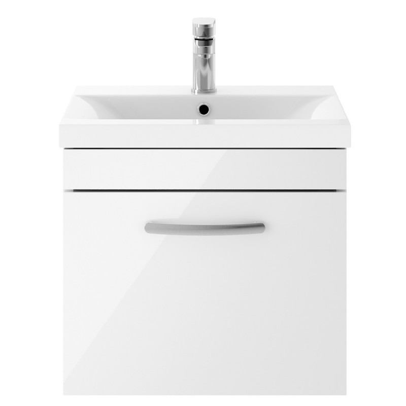 Athena 500mm Wall Hung Cabinet & Mid-Edge Basin - Gloss White Athena 500mm Wall Hung Cabinet & Mid-Edge Basin - Gloss White