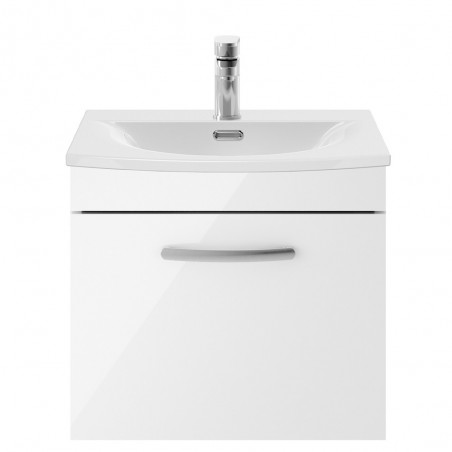 Athena 500mm Wall Hung Vanity With Curved Basin - Gloss White