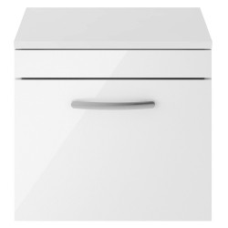 Athena 500mm Wall Hung Cabinet & Worktop - Gloss White