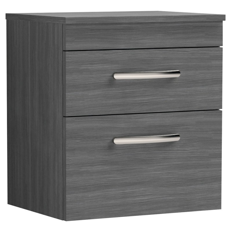 Athena 500mm Wall Hung Cabinet & Worktop - Anthracite Woodgrain Athena 500mm Wall Hung Cabinet & Worktop - Anthracite Woodgrain
