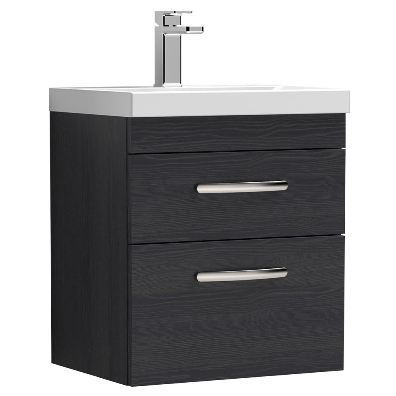 Athena 500mm Wall Hung Vanity & Thin-Edge Basin - Charcoal Black Woodgrain Athena 500mm Wall Hung Vanity & Thin-Edge Basin - Charcoal Black Woodgrain
