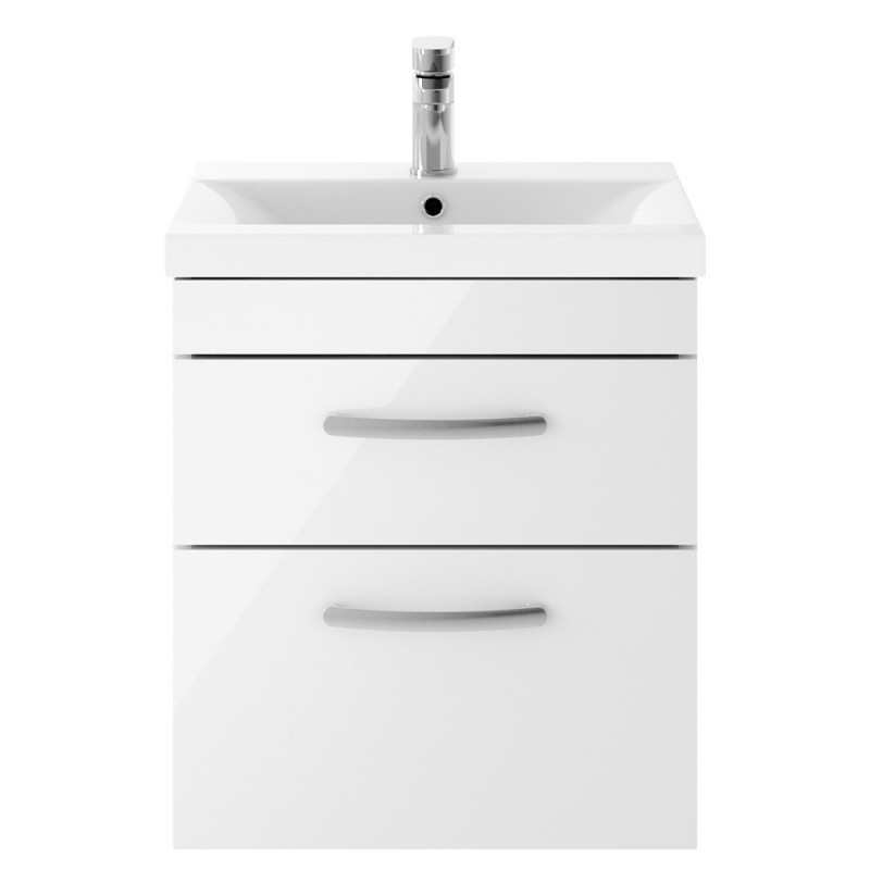 Athena 500mm Wall Hung Cabinet & Mid-Edge Basin - Gloss White Athena 500mm Wall Hung Cabinet & Mid-Edge Basin - Gloss White