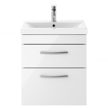 Athena 500mm Wall Hung Cabinet & Mid-Edge Basin - Gloss White