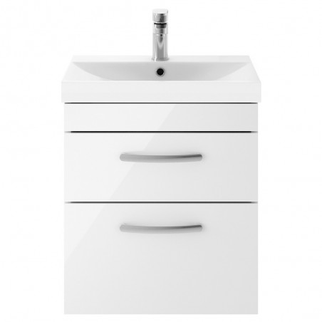 Athena 500mm Wall Hung Vanity & Thin-Edge Basin - Gloss White