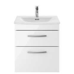 Athena 500mm Wall Hung Vanity With Curved Basin - Gloss White