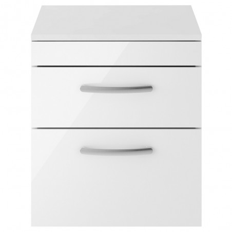 Athena 500mm Wall Hung Cabinet & Worktop - Gloss White