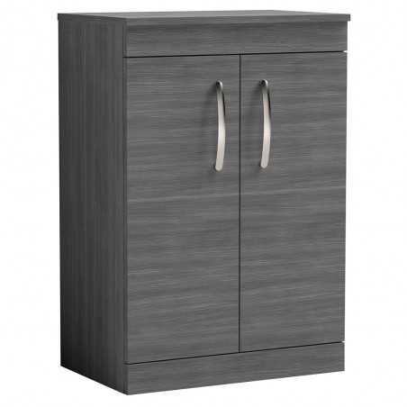 Athena 600mm Freestanding Cabinet & Worktop - Anthracite Woodgrain