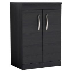 Athena 600mm Freestanding Cabinet & Worktop - Charcoal Black Woodgrain