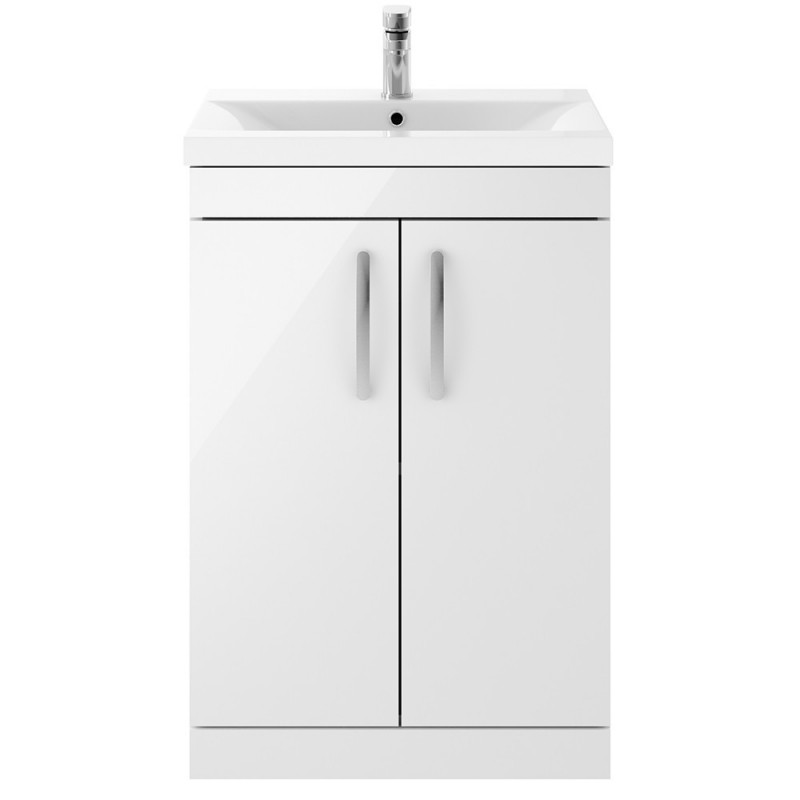 Athena 600mm Freestanding Cabinet & Mid-Edge Basin - Gloss White Athena 600mm Freestanding Cabinet & Mid-Edge Basin - Gloss White