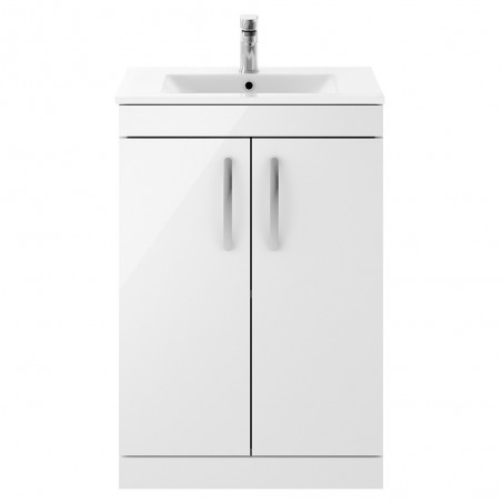 Athena 600mm Freestanding Cabinet & Minimalist Basin - Gloss White