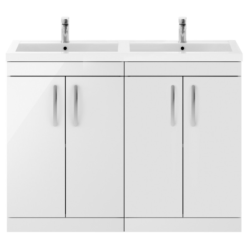 Athena 1200mm Freestanding Cabinet & Twin Polymarble Basin - Gloss White Athena 1200mm Freestanding Cabinet & Twin Polymarble Basin - Gloss White