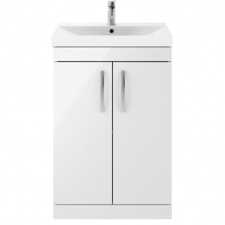 Athena 600mm Freestanding Vanity With Thin-Edge Basin 2 Doors - Gloss White