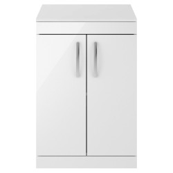 Athena 600mm Freestanding Cabinet & Worktop - Gloss White