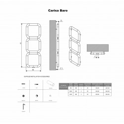 Carisa Baro Brushed Stainless Designer Towel Rail - 500 x 500mm - Technical Drawing