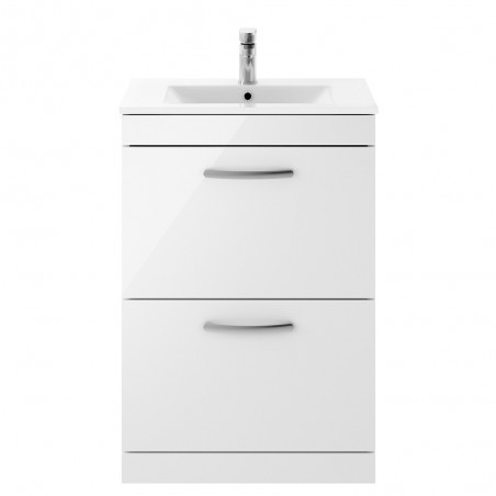 Athena 600mm Freestanding Cabinet & Minimalist Basin - Gloss White