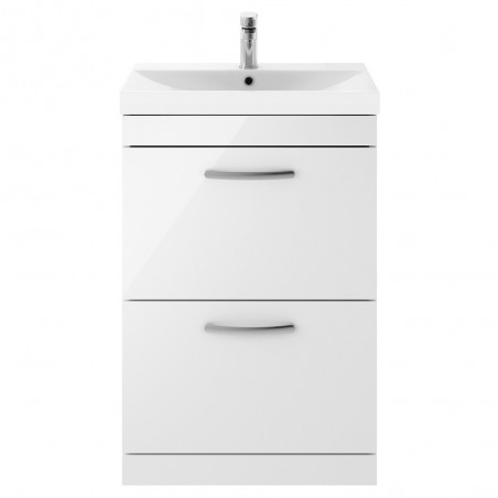 Athena 600mm Freestanding Vanity With Thin-Edge Basin 2 Drawers - Gloss White