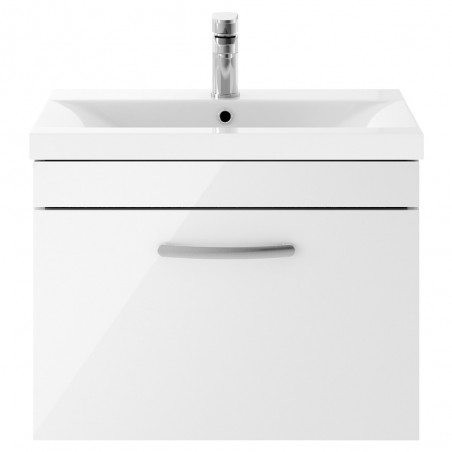 Athena 600mm Wall Hung Cabinet & Mid-Edge Basin - Gloss White