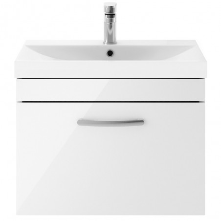 Athena 600mm Wall Hung Vanity & Thin-Edge Basin - Gloss White