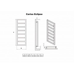 Carisa Eclipse Brushed Stainless Steel Designer Towel Rail - 500 x 880mm - Technical Drawing
