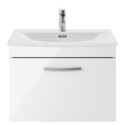 Athena 600mm Wall Hung Vanity With Curved Basin - Gloss White