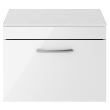 Athena 600mm Wall Hung Cabinet & Worktop - Gloss White