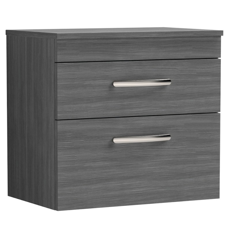 Athena 600mm Wall Hung Cabinet & Worktop - Anthracite Woodgrain Athena 600mm Wall Hung Cabinet & Worktop - Anthracite Woodgrain