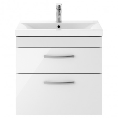 Athena 600mm Wall Hung Cabinet & Mid-Edge Basin - Gloss White