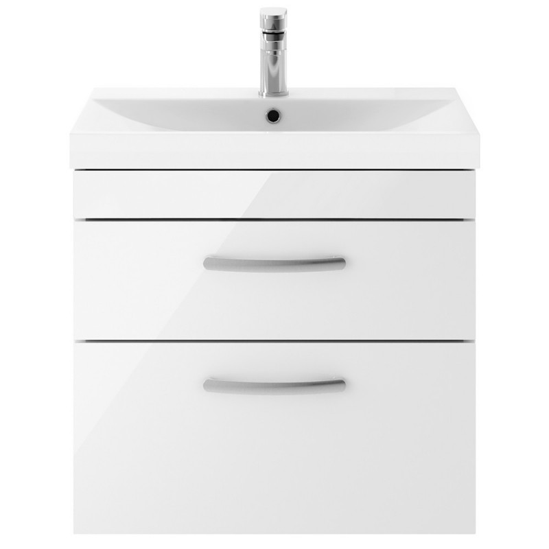 Athena 600mm Wall Hung Vanity & Thin-Edge Basin - Gloss White Athena 600mm Wall Hung Vanity & Thin-Edge Basin - Gloss White