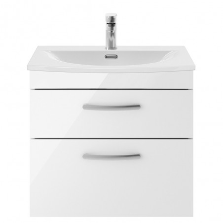 Athena 600mm Wall Hung Vanity With Curved Basin - Gloss White