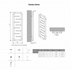 Carisa Aren Brushed Stainless Steel Designer Towel Rail - 500 x 900mm - Technical Drawing