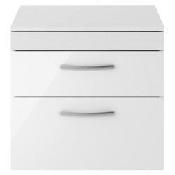 Athena 600mm Wall Hung Cabinet & Worktop - Gloss White