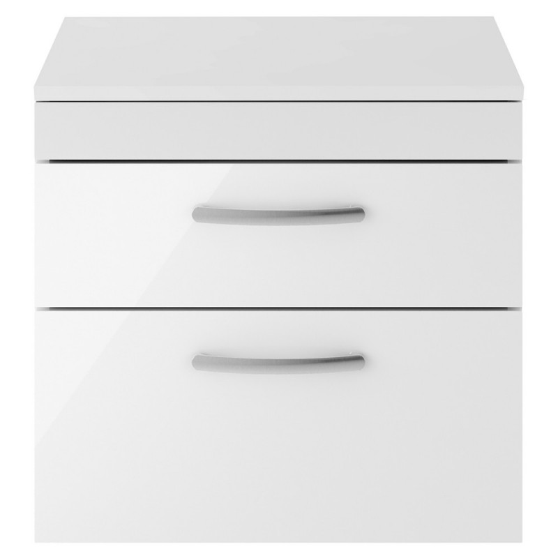 Athena 600mm Wall Hung Cabinet & Worktop - Gloss White