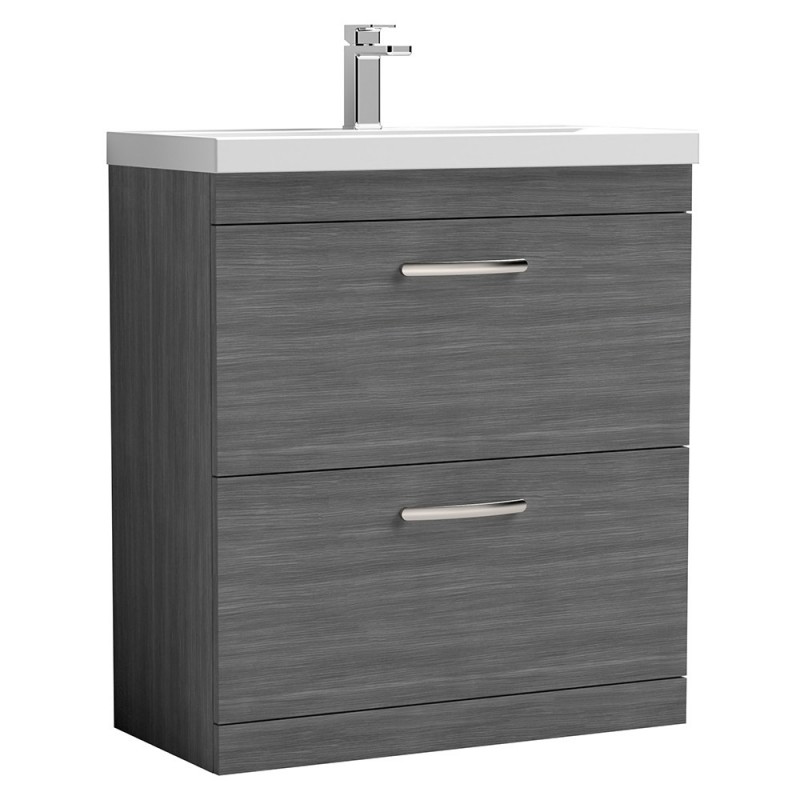 Athena 800mm Freestanding Cabinet & Mid-Edge Basin - Anthracite Woodgrain Athena 800mm Freestanding Cabinet & Mid-Edge Basin - Anthracite Woodgrain