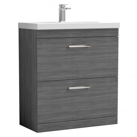 Athena 800mm Freestanding Cabinet & Mid-Edge Basin - Anthracite Woodgrain