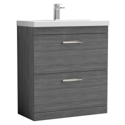 Athena 800mm Freestanding Cabinet & Thin-Edge Basin - Anthracite Woodgrain