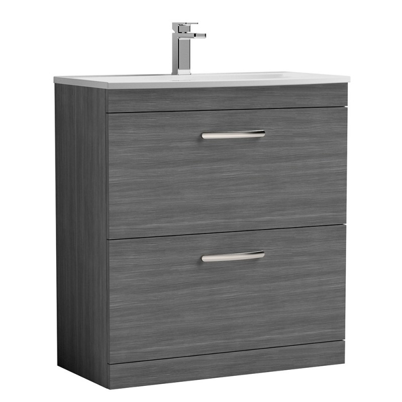 Athena 800mm Freestanding Vanity With Curved Basin - Anthracite Woodgrain Athena 800mm Freestanding Vanity With Curved Basin - Anthracite Woodgrain