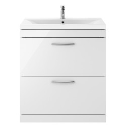Athena 800mm Freestanding Cabinet & Mid-Edge Basin - Gloss White