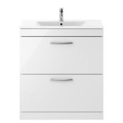 Athena 800mm Freestanding Cabinet & Minimalist Basin - Gloss White